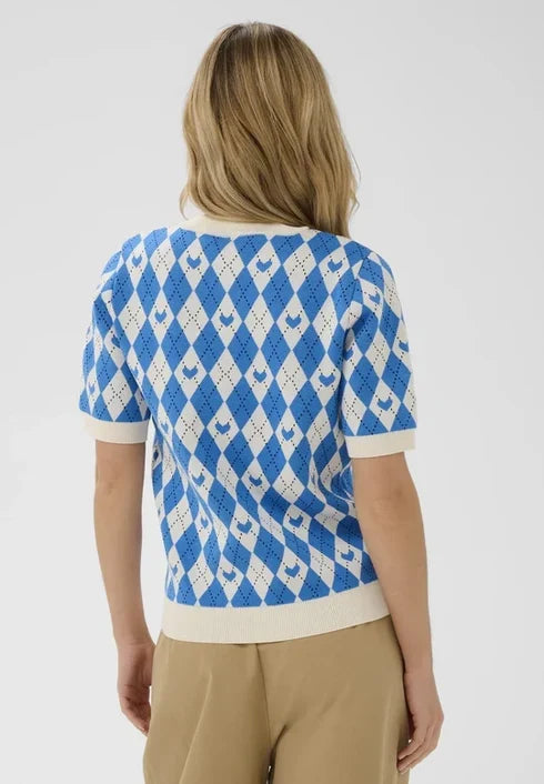 Saint Tropez Pamilla Pullover Blue Shades Argyle Hearts