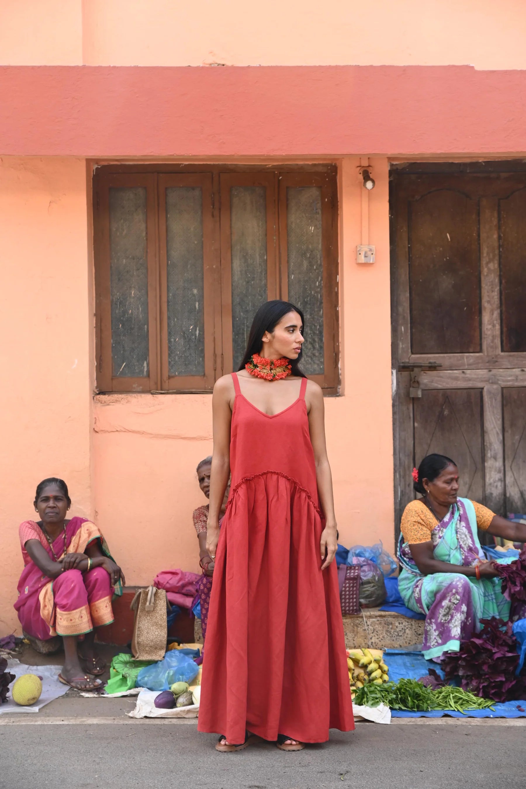 Shanty Limone Dress Cherry Linen Blend