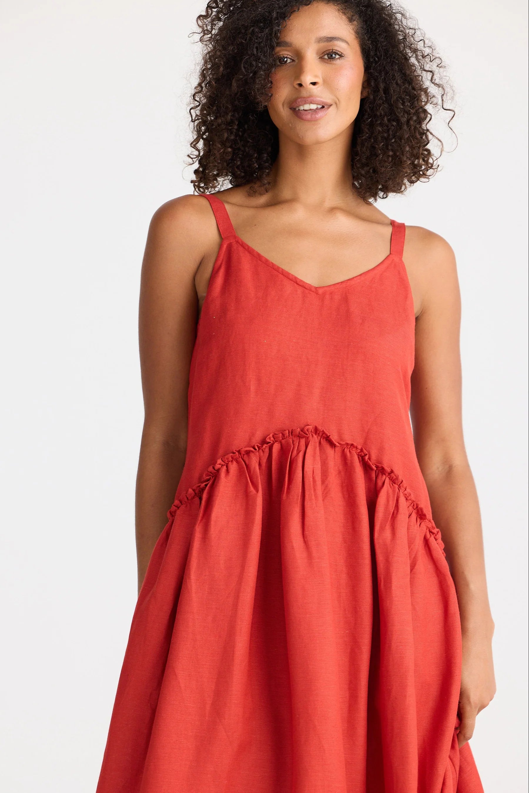 Shanty Limone Dress Cherry Linen Blend