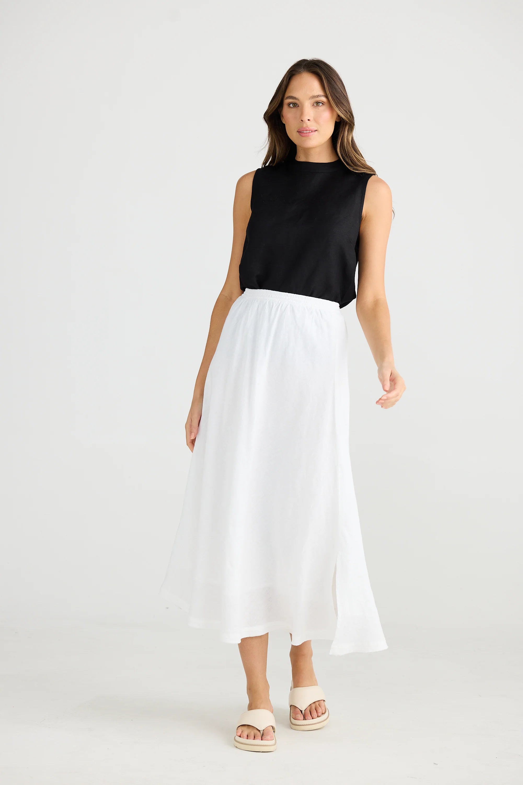 Shanty Sicily Skirt Tulip White Linen