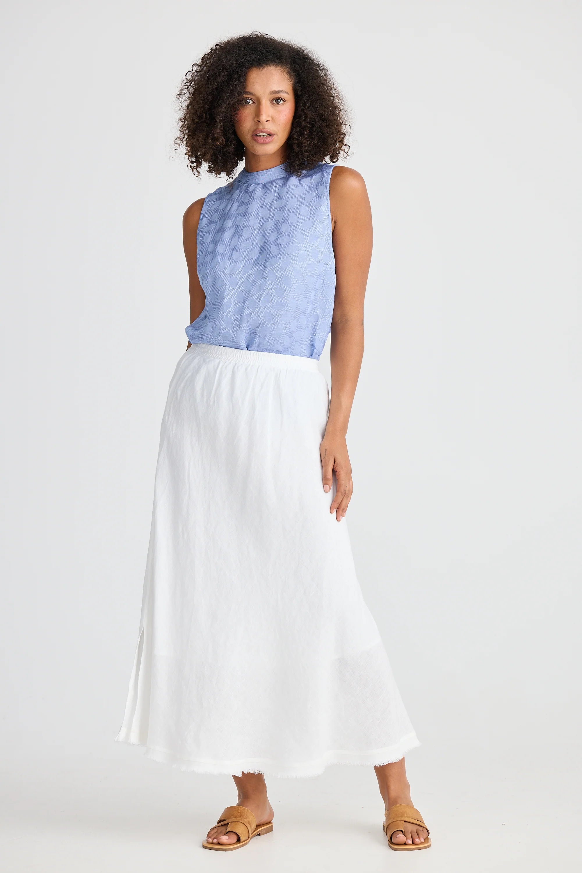 Shanty Sicily Skirt Tulip White Linen