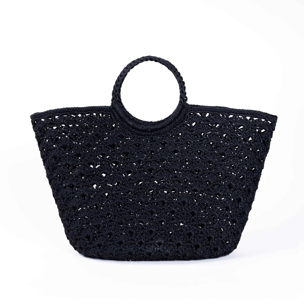 Boheme Crochet Basket Sophia Black