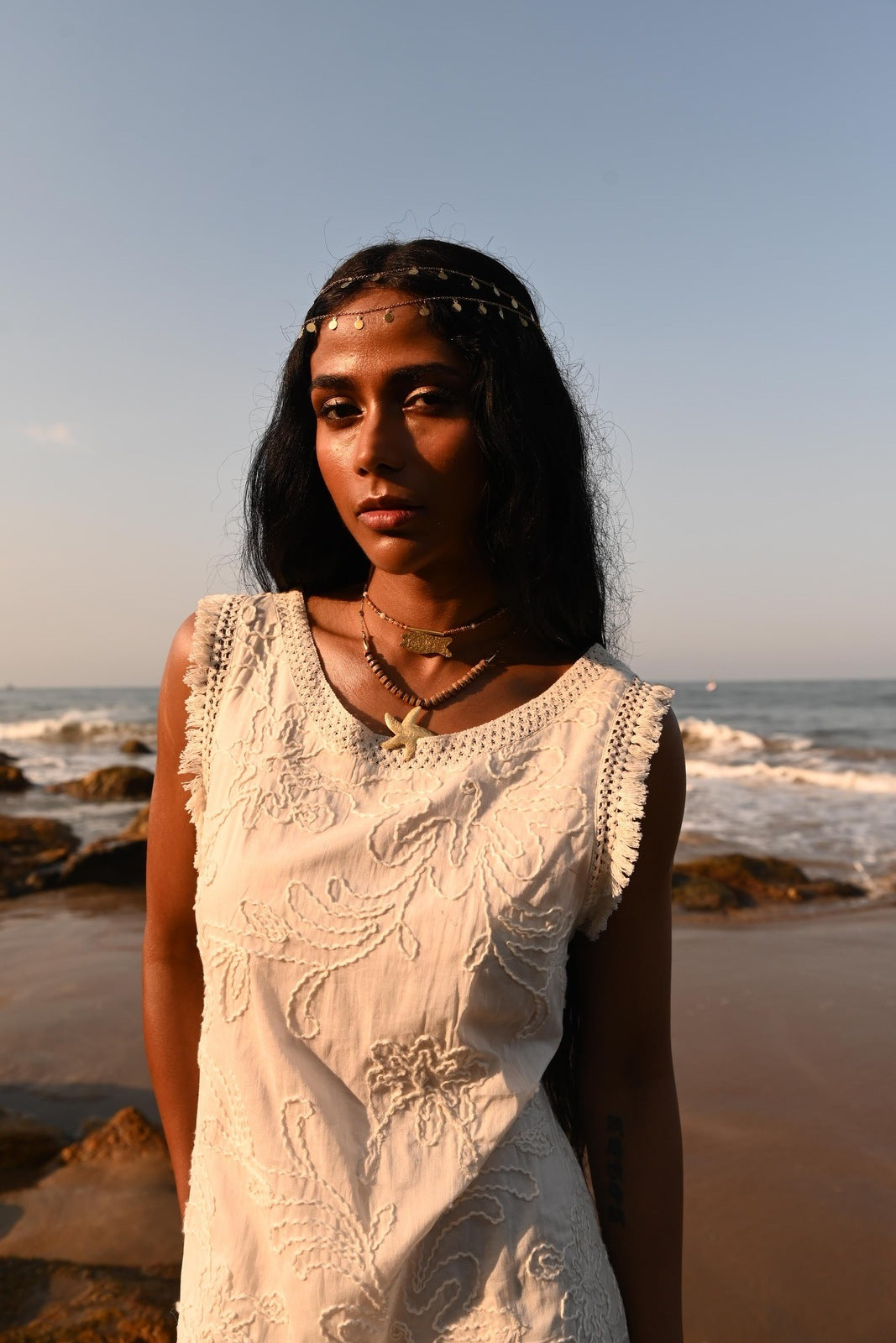 Talisman Chantilly Dress Natural Embroidery