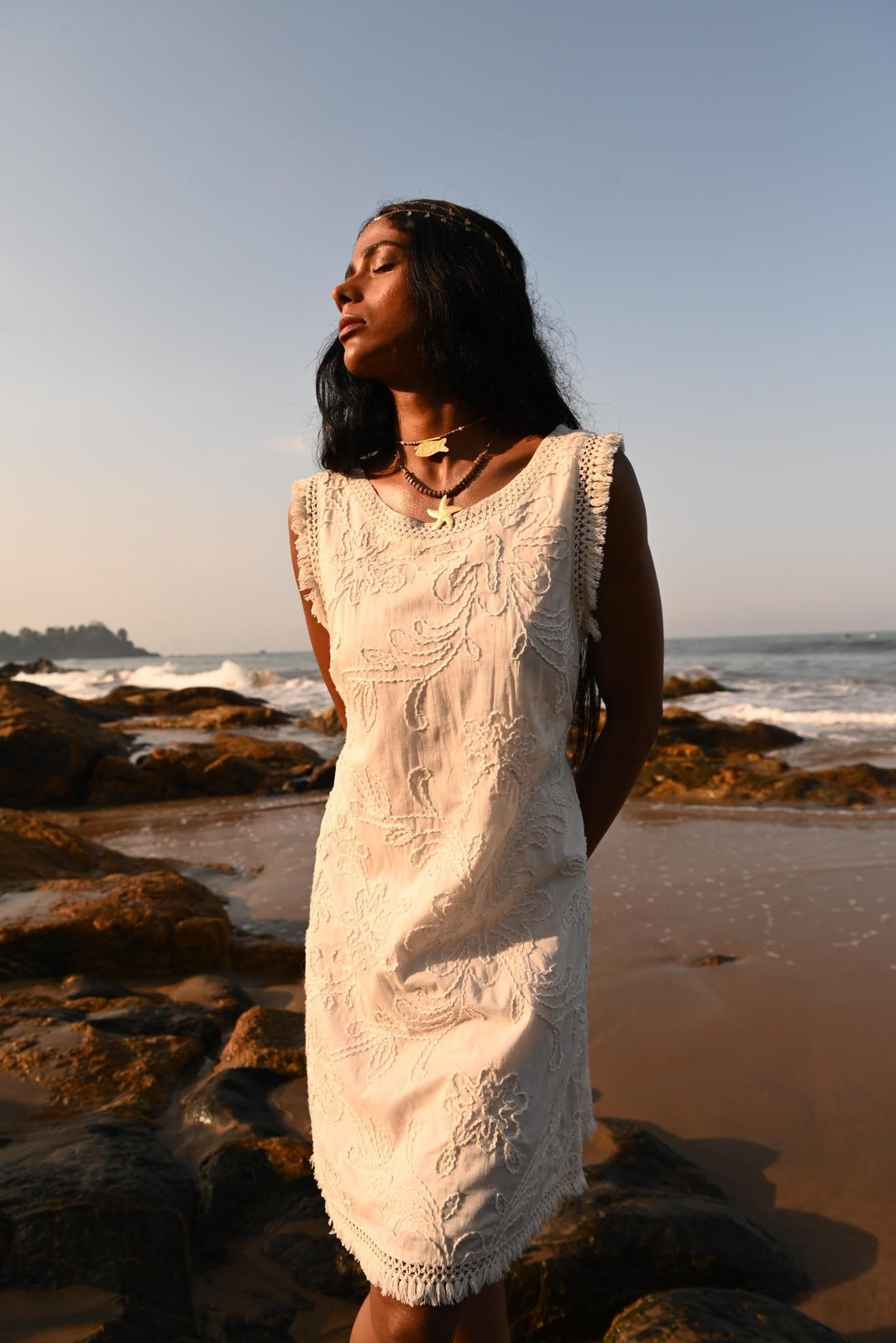 Talisman Chantilly Dress Natural Embroidery