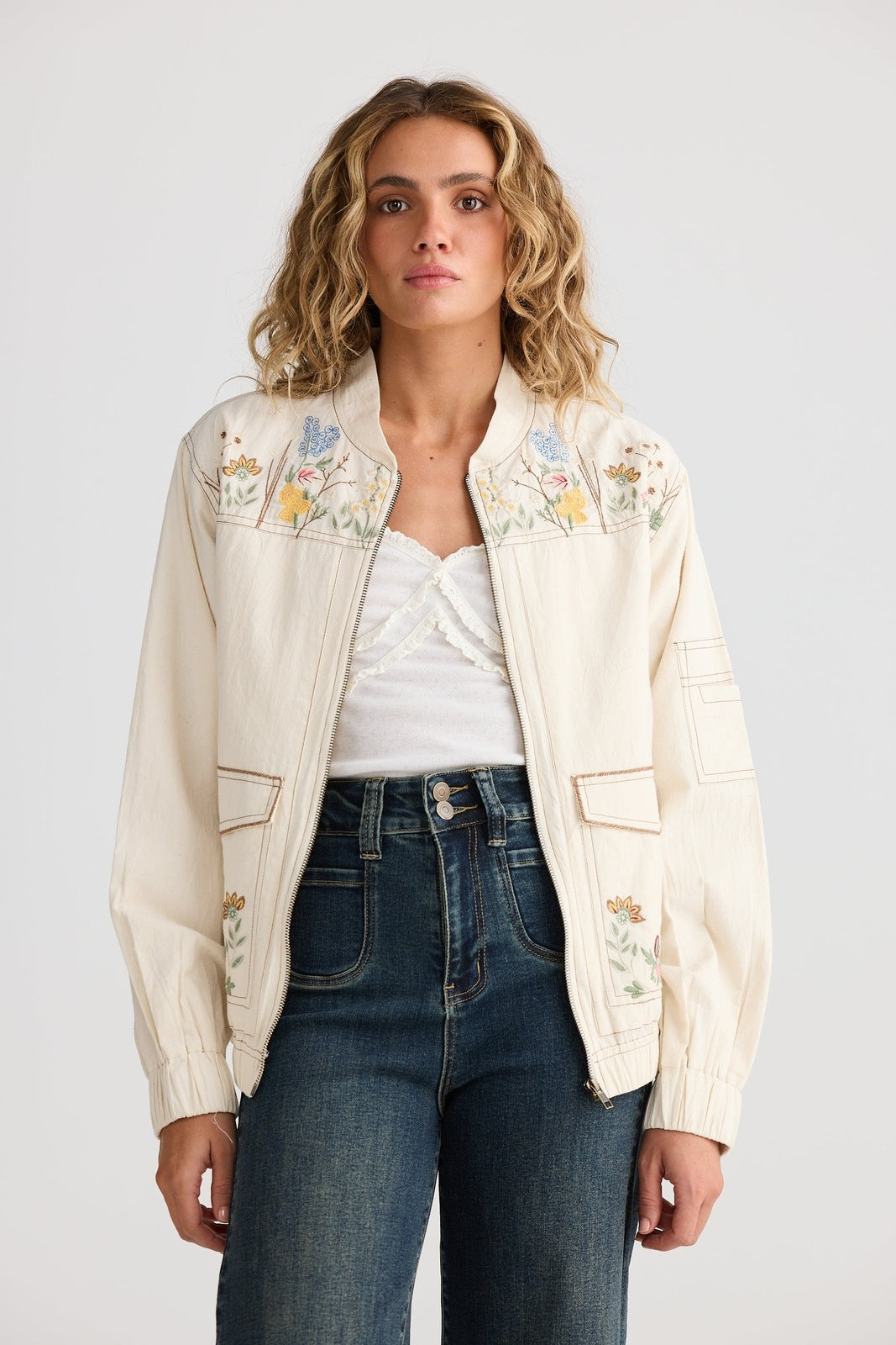 Talisman Fleur Bomber Jacket Off White