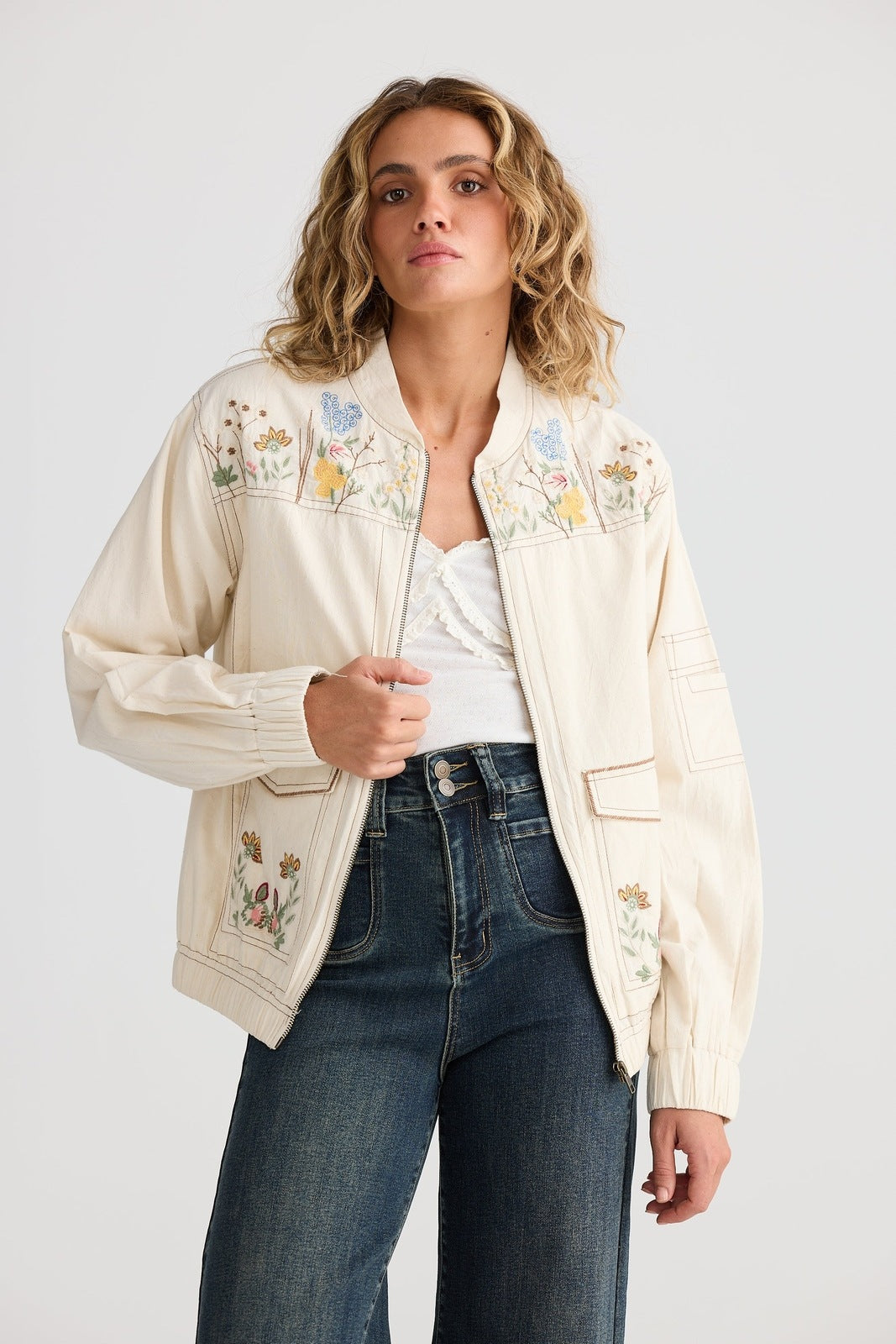 Talisman Fleur Bomber Jacket Off White