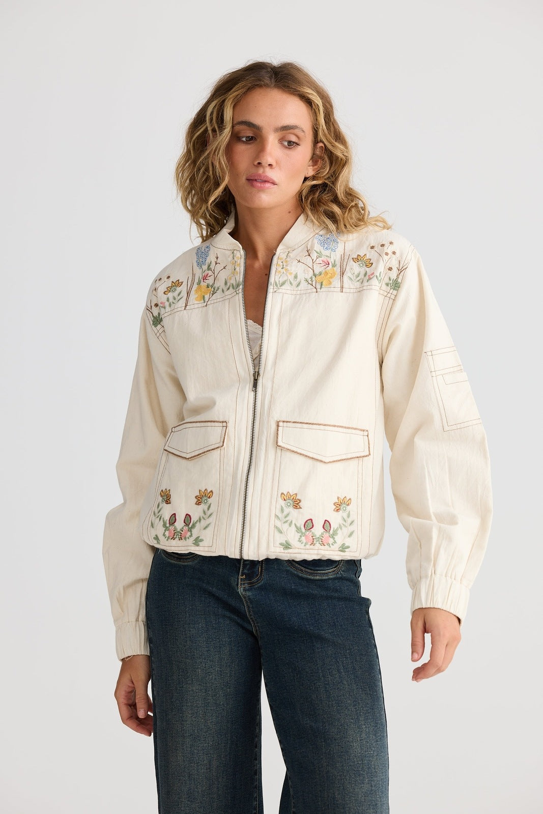 Talisman Fleur Bomber Jacket Off White