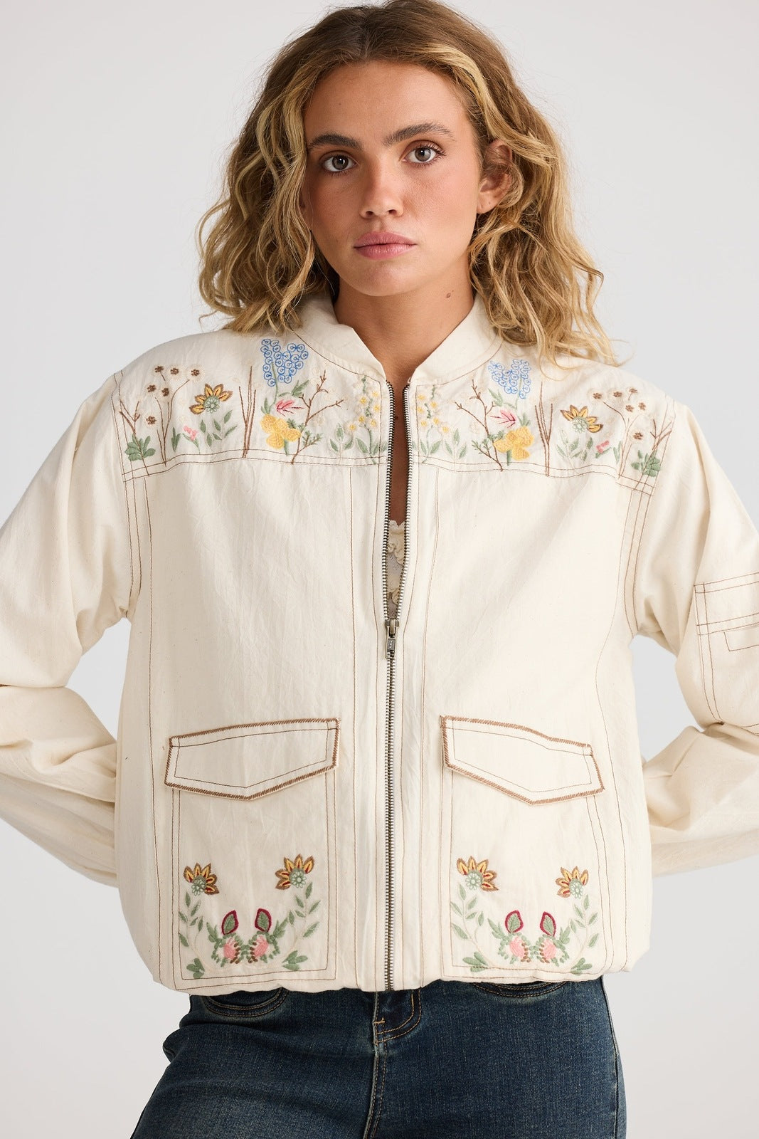 Talisman Fleur Bomber Jacket Off White