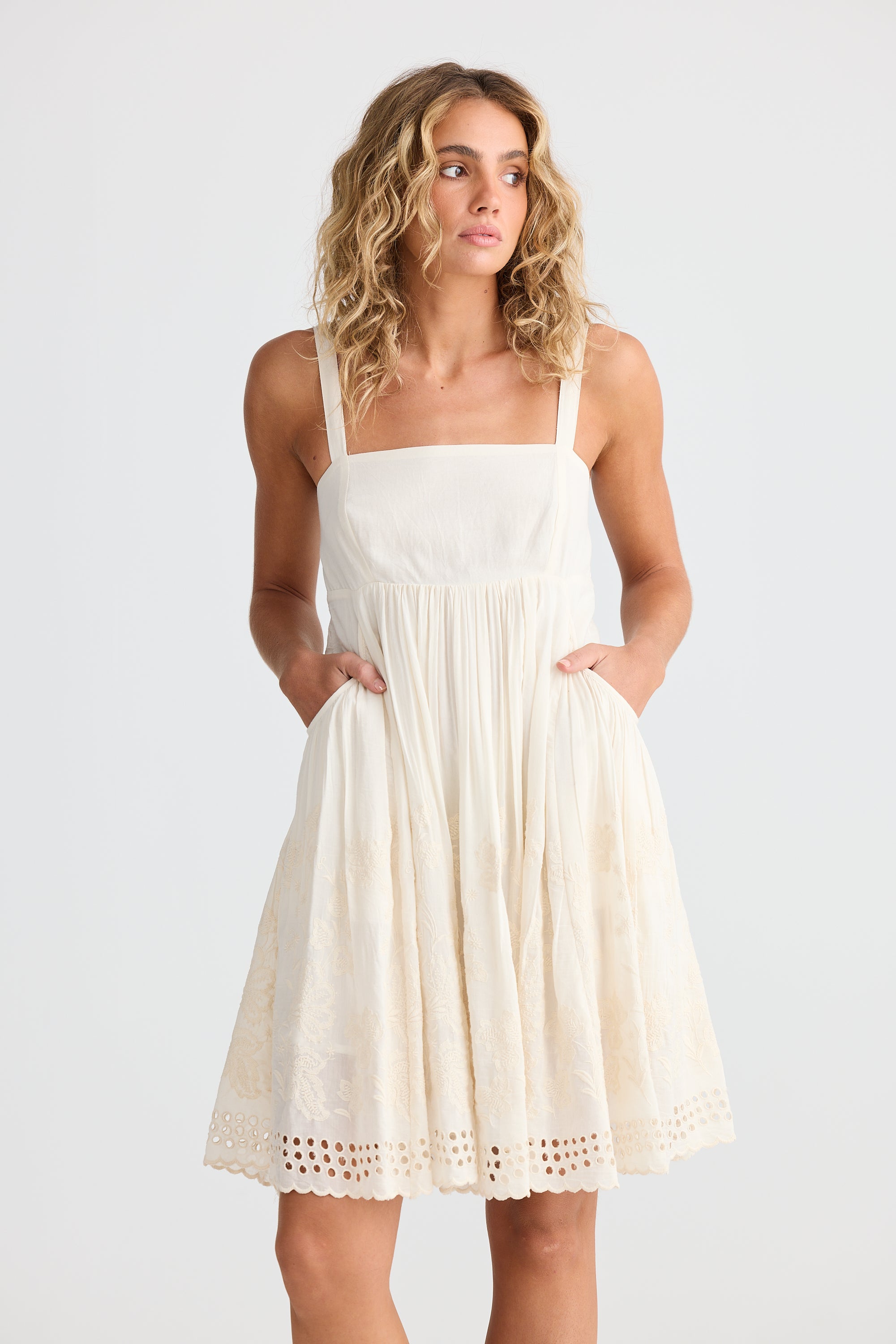 Talisman Goddess Mini Dress Off White