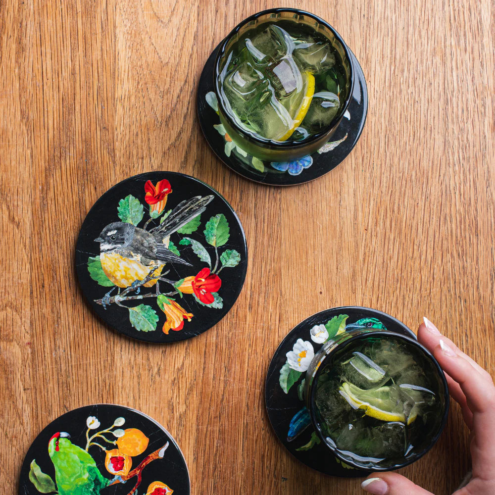 Tanya Wolfkamp Ceramic Coaster Pietra Dura Fantail