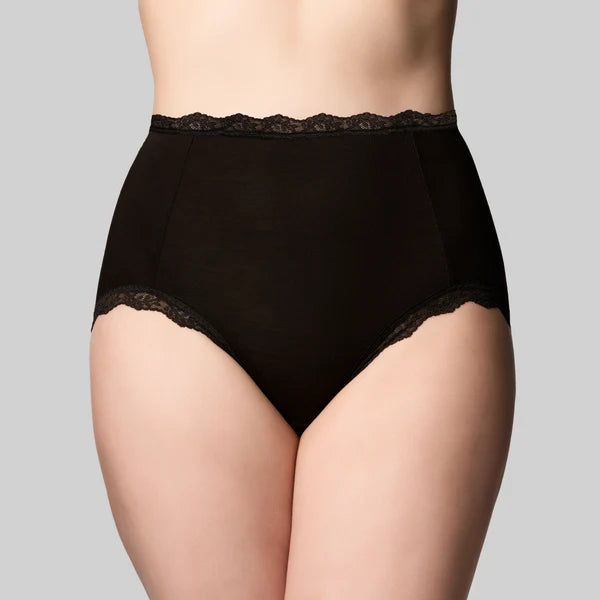 The Knicker Bamboo Lights Full Brief Black & Latte Nude