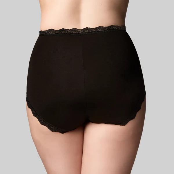 The Knicker Bamboo Lights Full Brief Black & Latte Nude