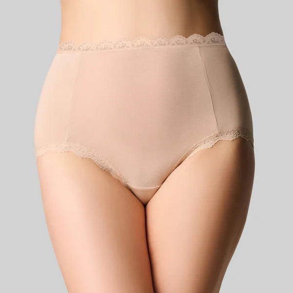 The Knicker Bamboo Lights Full Brief Black & Latte Nude