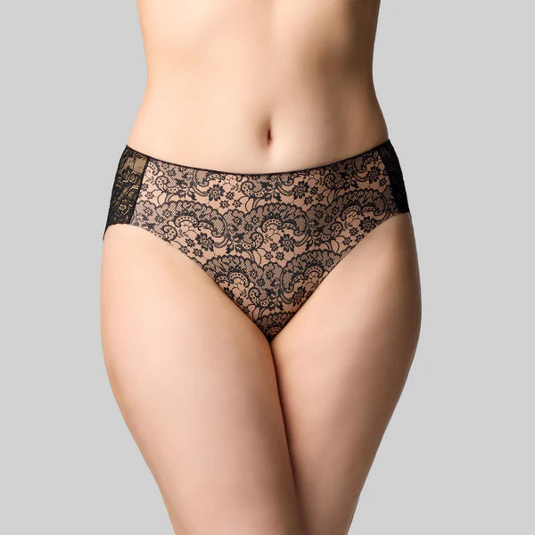 The Knicker Precision & Lace Hi Cut Brief