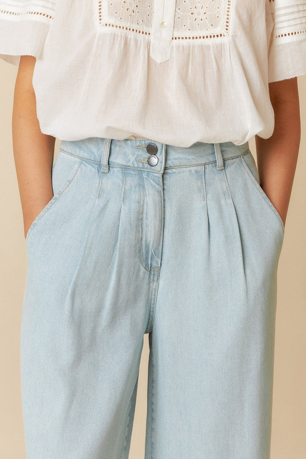 Indi & Cold VF107 Denim Effect Pants Tejano