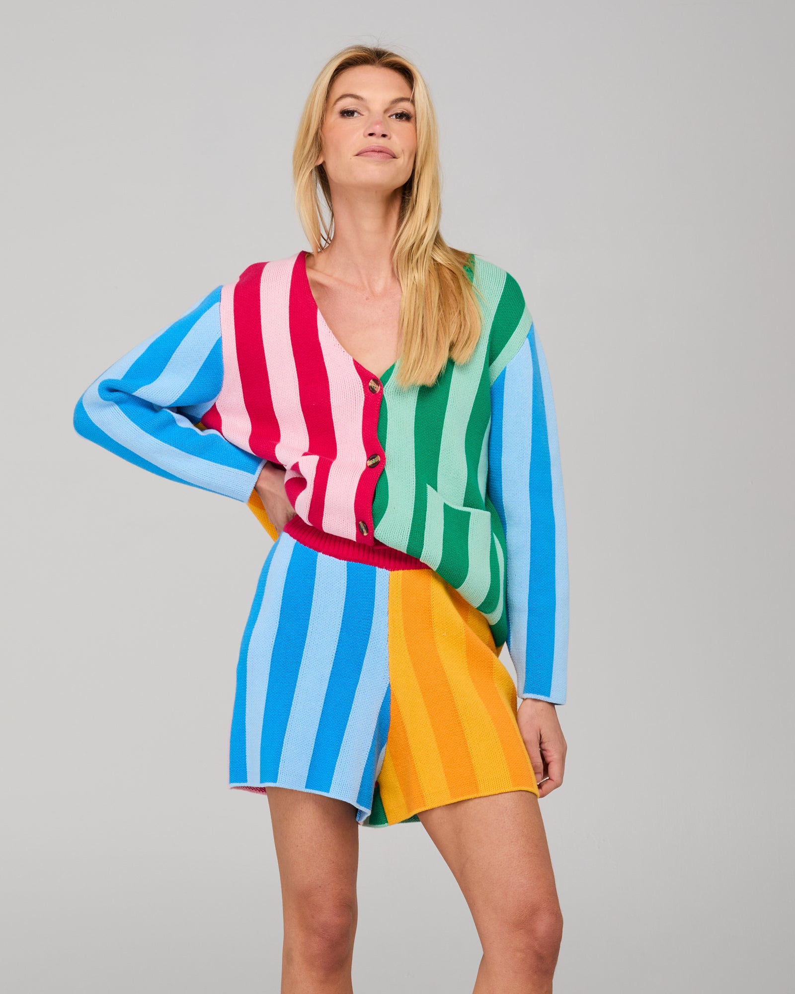 Boom Shankar Rainbow Cardigan Rainbow Stripe