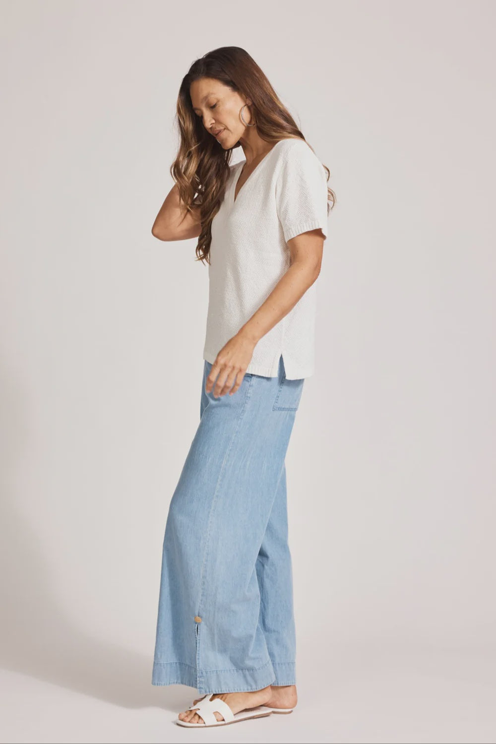 Eb & Ive Artemis V Knit Top White