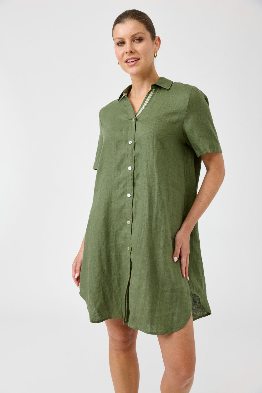 Eb & Ive Studio Short Shirt Dress Olive