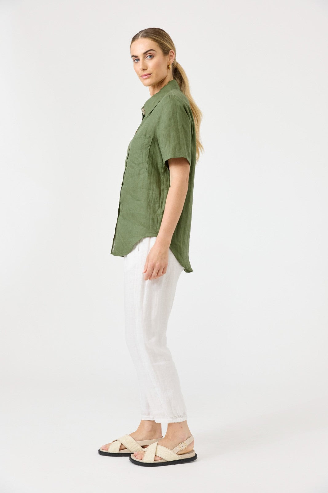Eb & Ive Studio Short Sleeve Shirt Olive