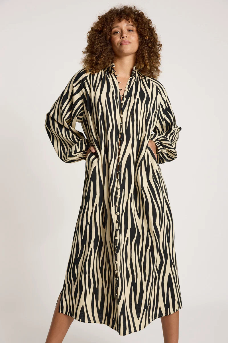 Eb & Ive Bajau Button Dress Savanna