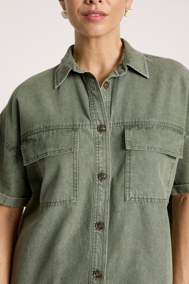 Eb & Ive Bodhi Denim Shirt Olive