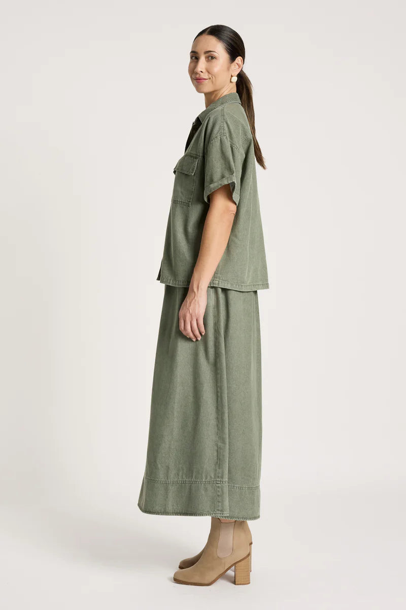 Eb & Ive Bodhi Denim Shirt Olive