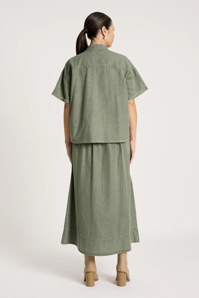 Eb & Ive Bodhi Denim Shirt Olive