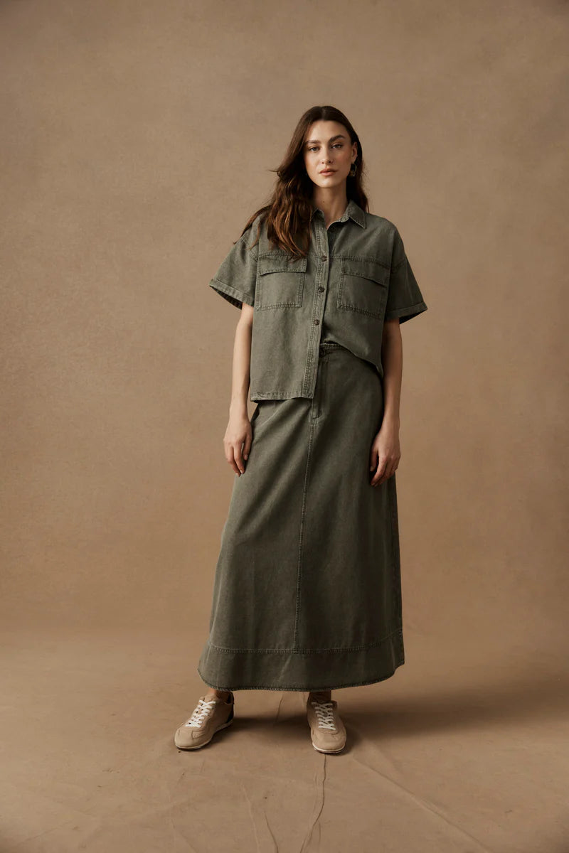 Eb & Ive Bodhi Denim Shirt Olive