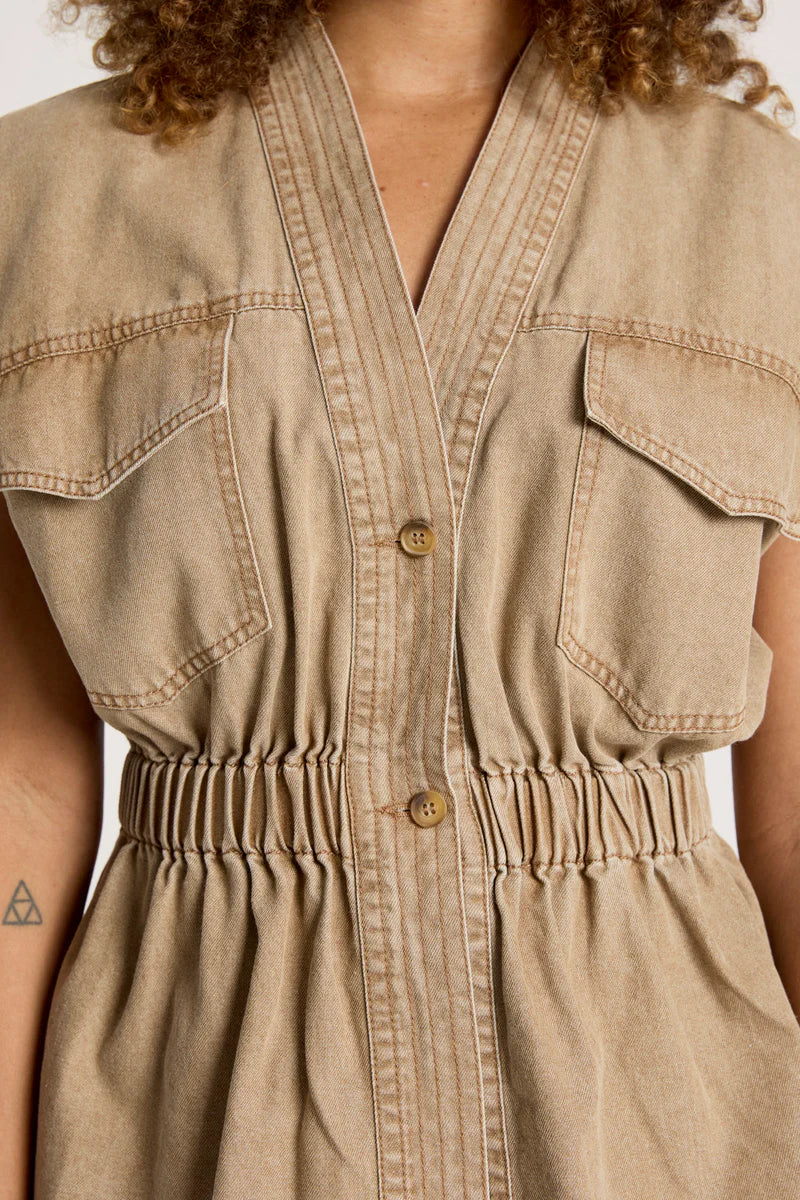 Eb & Ive Bodhi Denim Vest Fawn