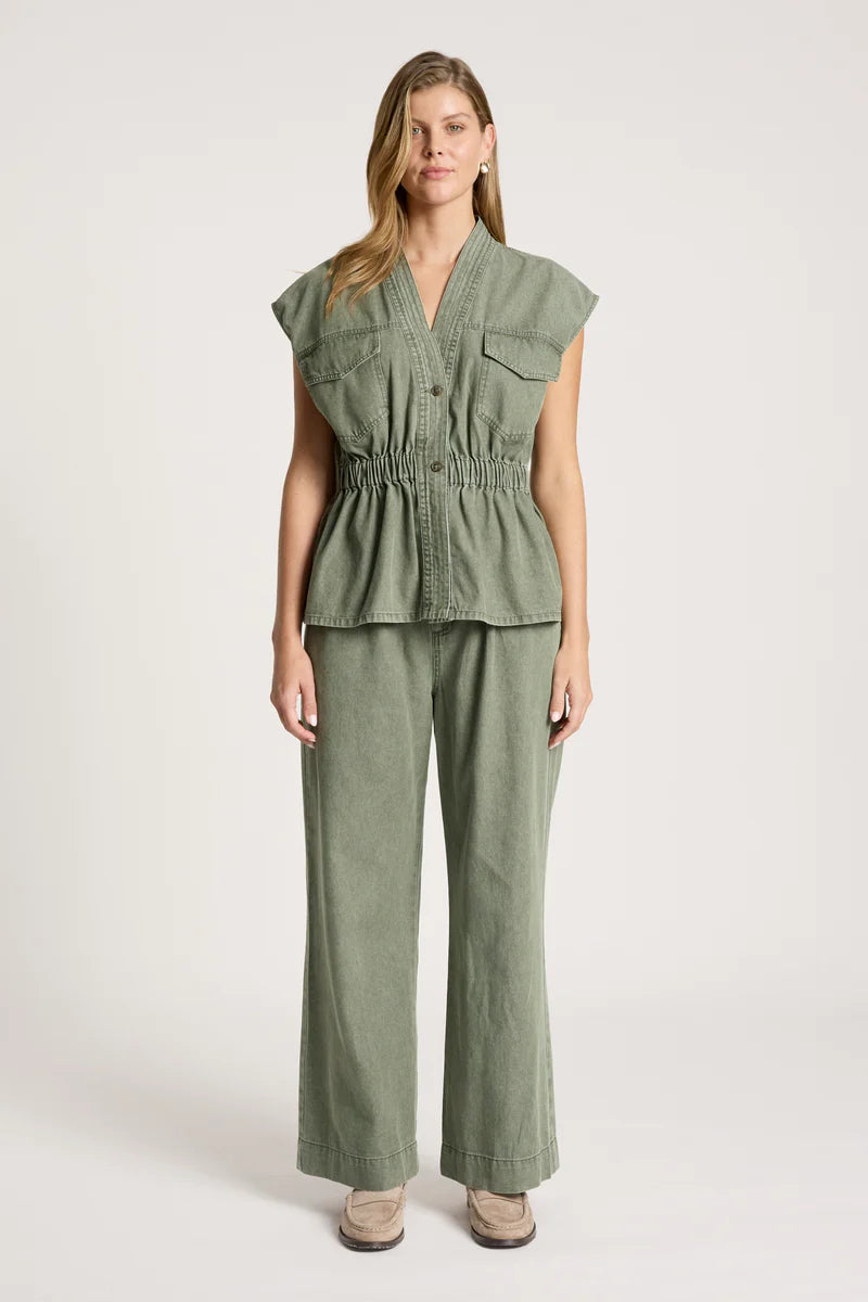 Eb & Ive Bodhi Denim Vest Olive
