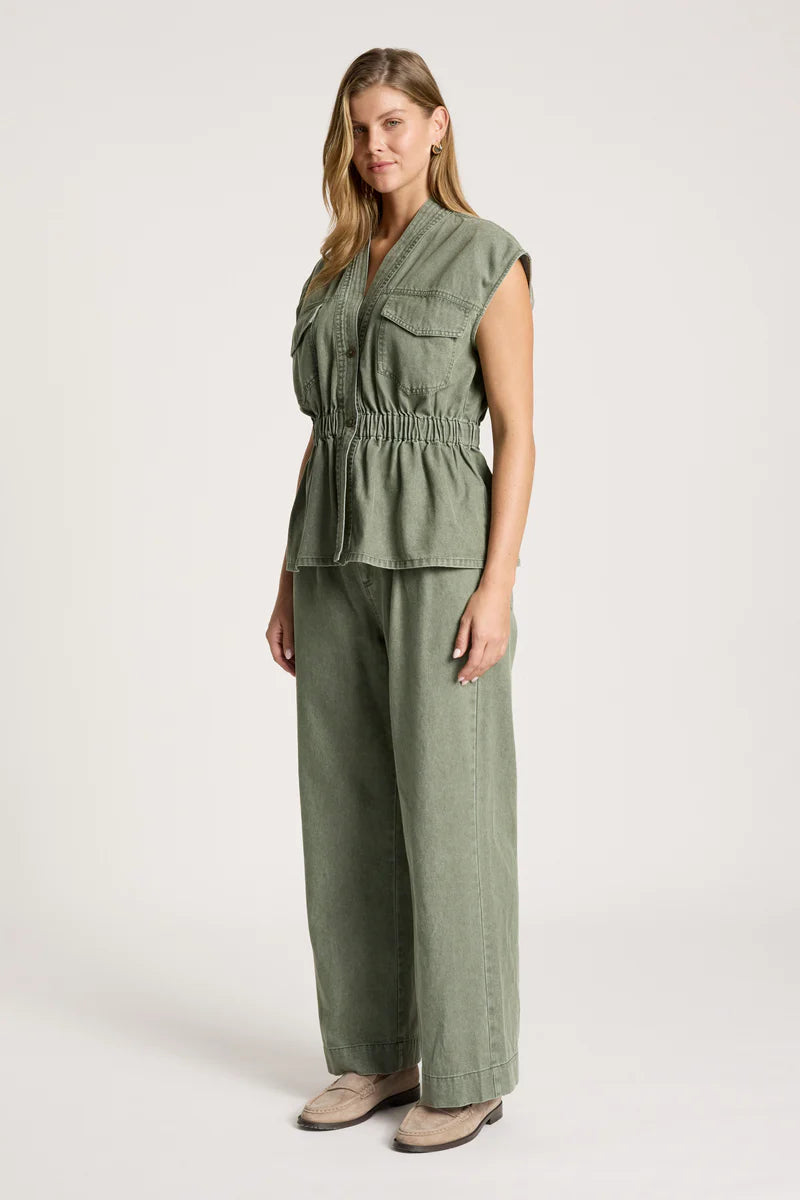 Eb & Ive Bodhi Denim Vest Olive
