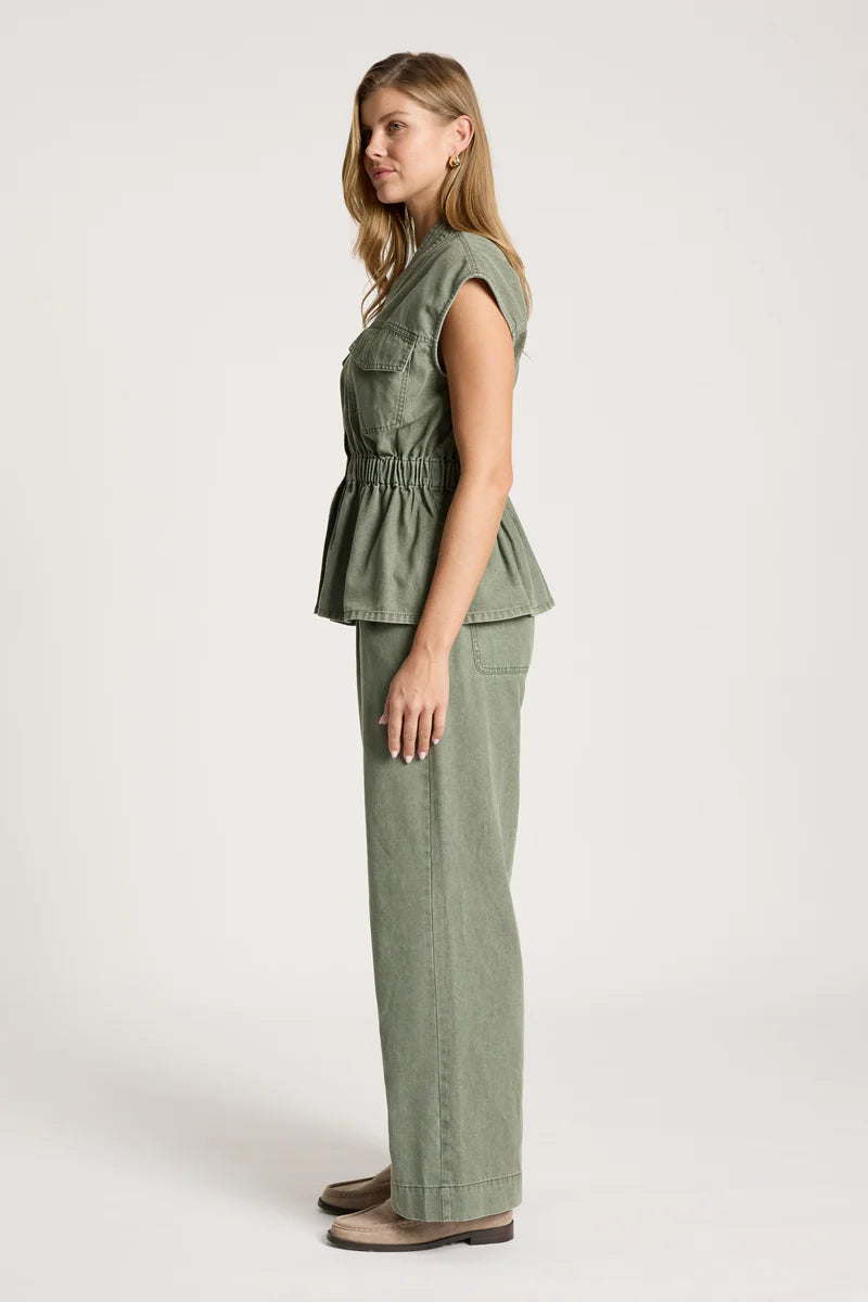 Eb & Ive Bodhi Denim Vest Olive