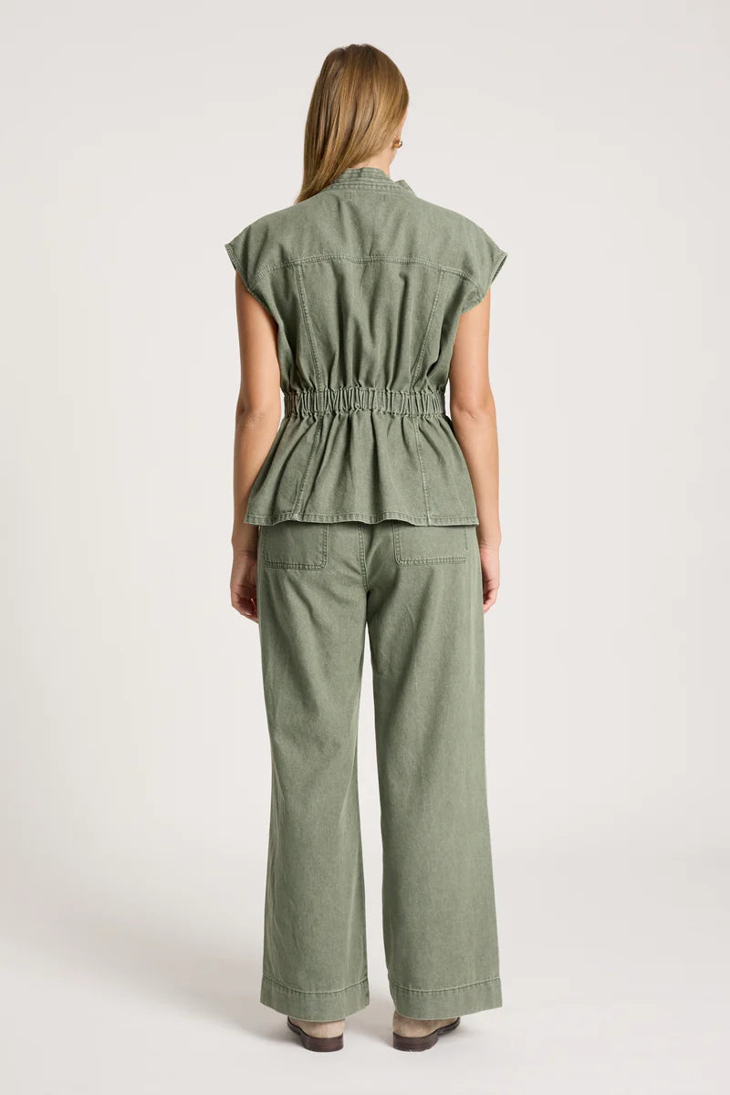 Eb & Ive Bodhi Denim Vest Olive