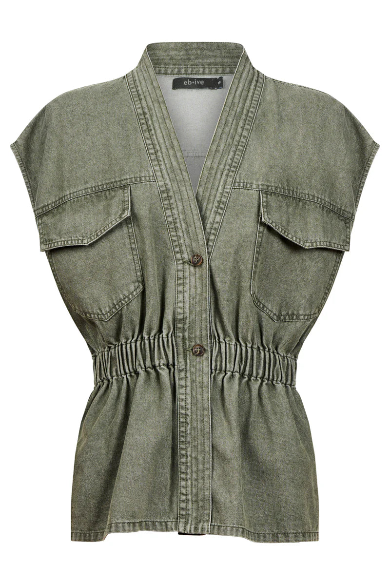Eb & Ive Bodhi Denim Vest Olive