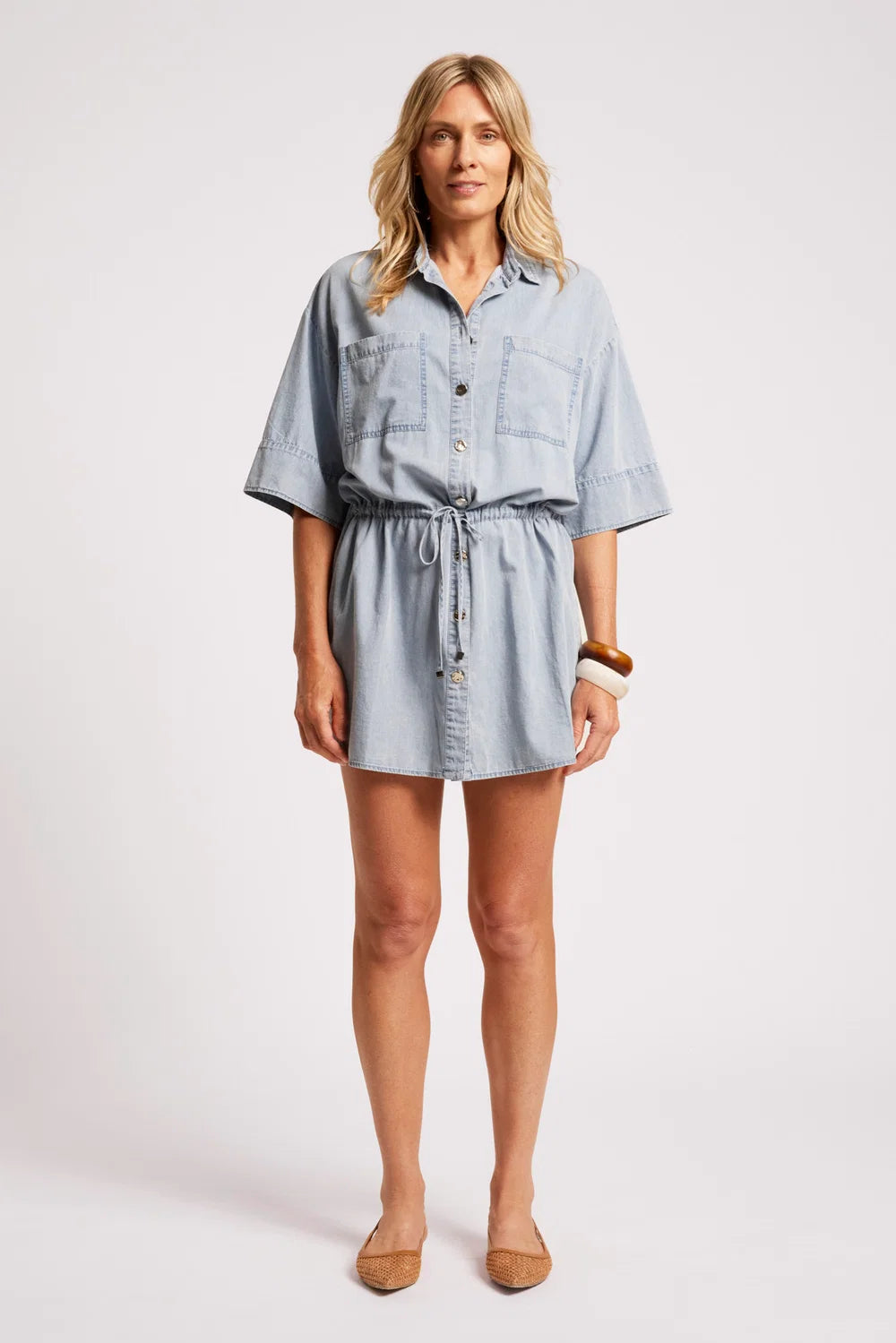 Eb & Ive Roam Tie Shirt Dress Denim