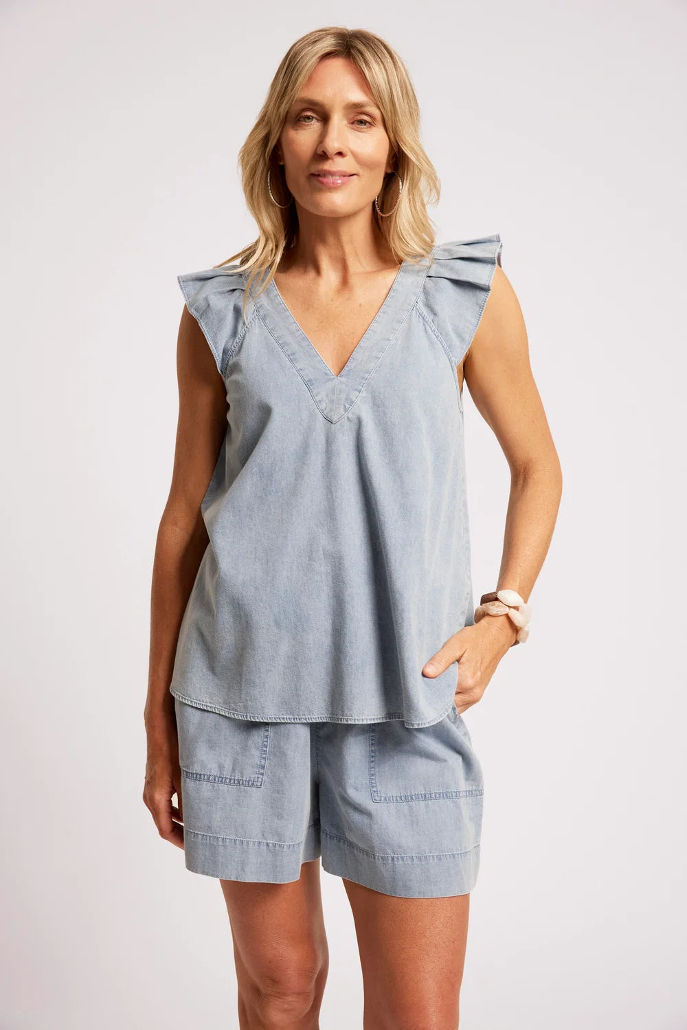 Eb & Ive Roam Tie Top Denim