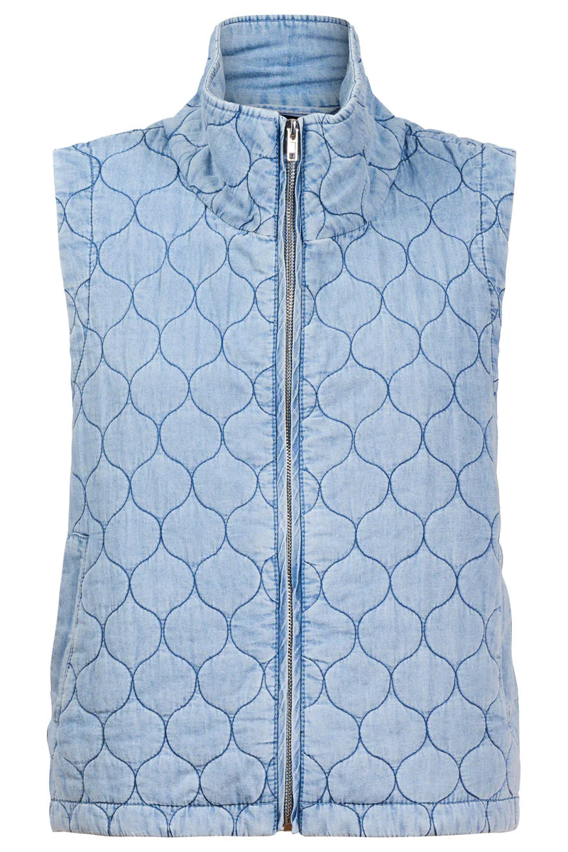 Eb & Ive Sansi Quilted Crop Vest Denim