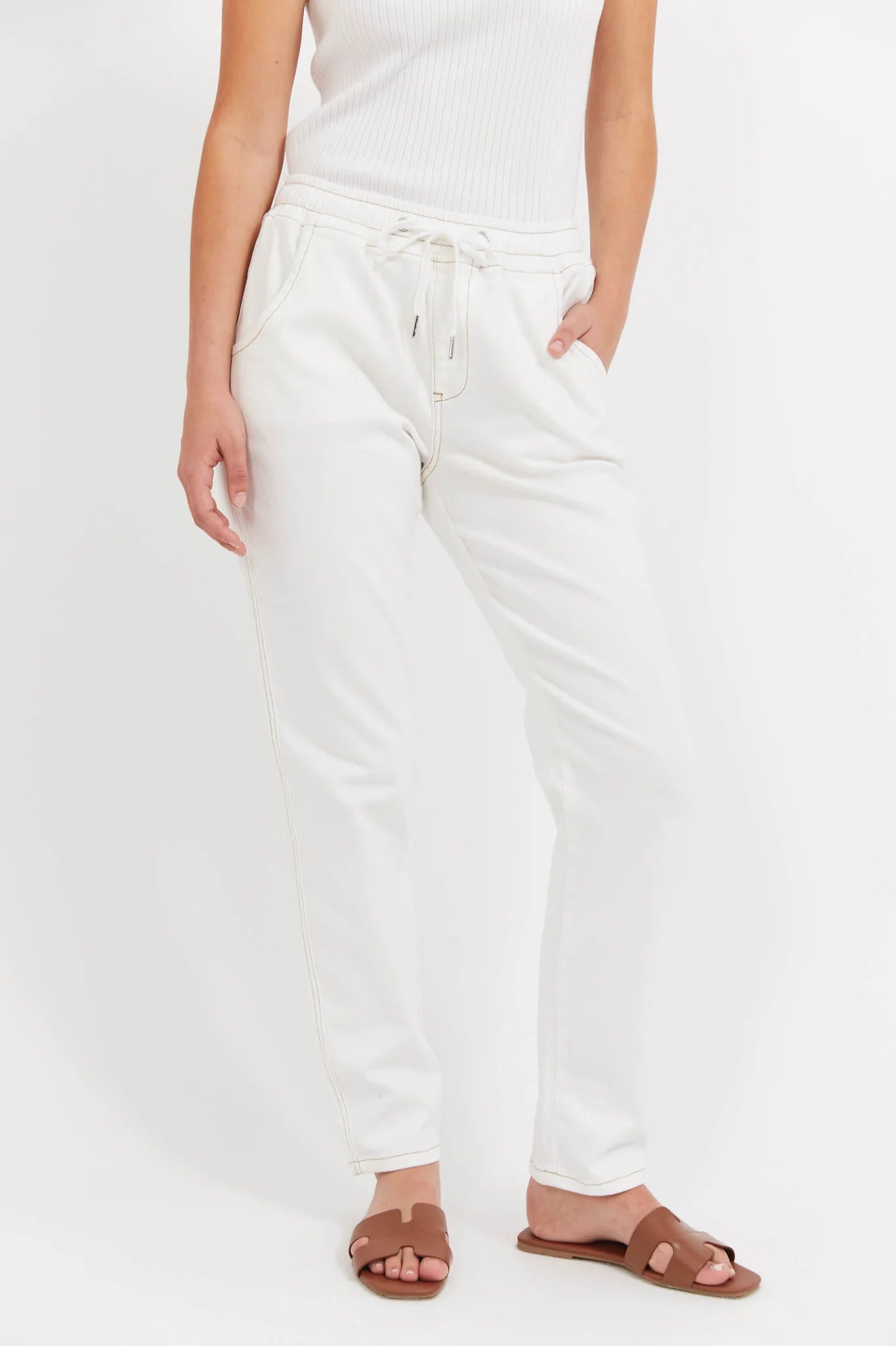 Haven Dalton Denim Pant White