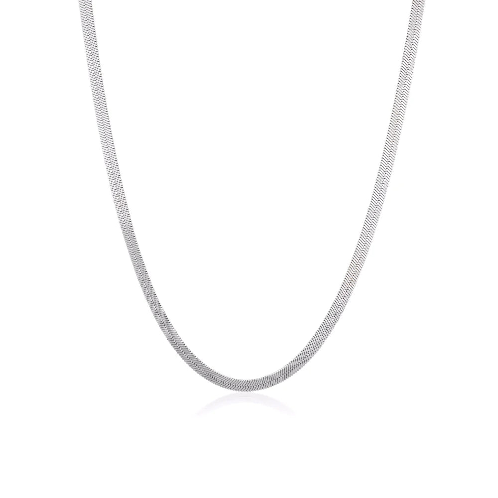 Linda Tahija Herringbone Chain Necklace Silver