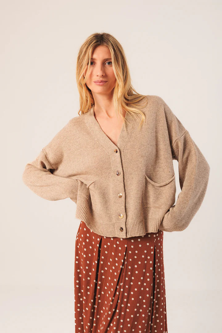Indi & Cold FG506 Cashmere Cardigan Beige