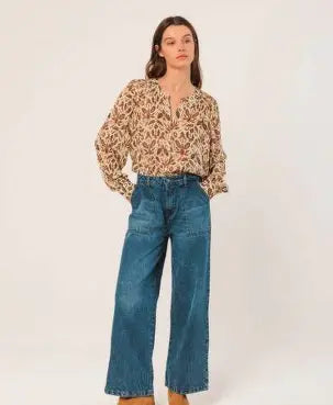 Indi & Cold Smocked Front Shirt Lino KI197