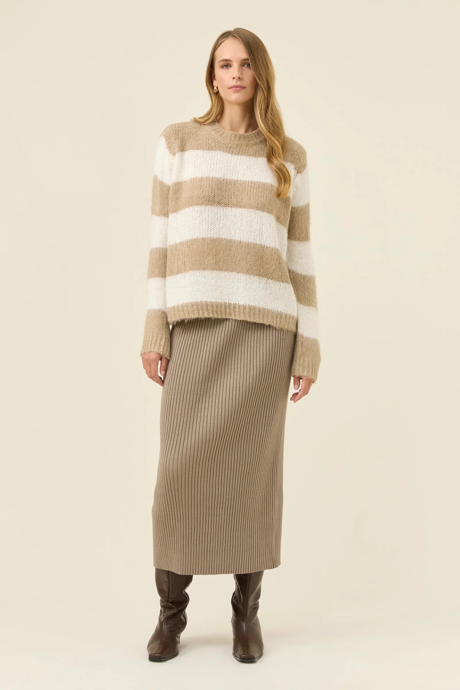 Isle of Mine Pallas Stripe Jumper Stone