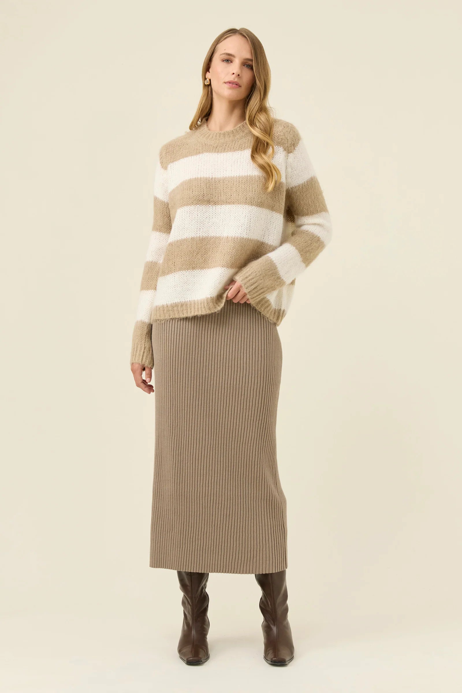 Isle of Mine Pallas Stripe Jumper Stone