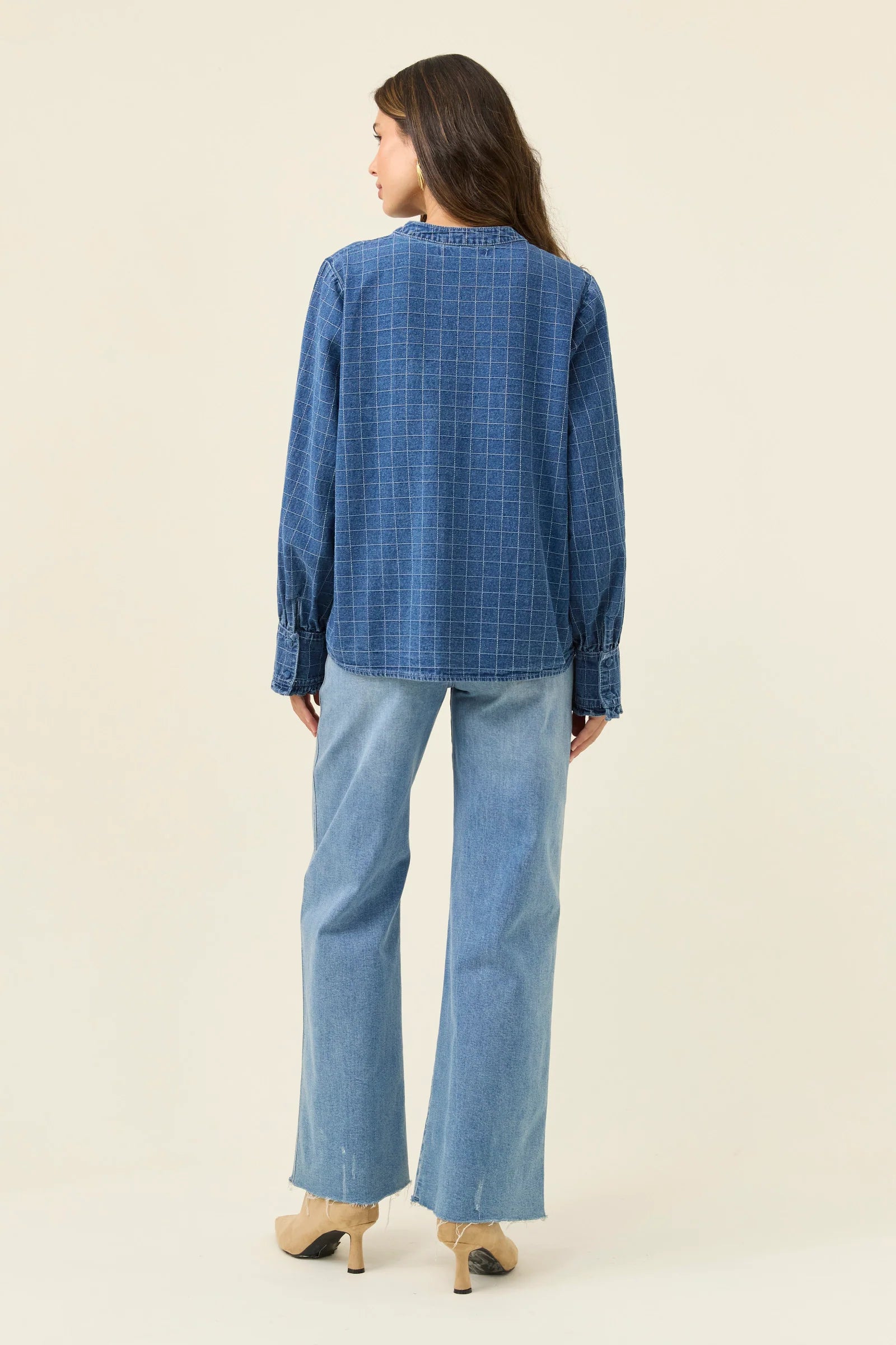 Isle of Mine Sloane Denim Frill Shirt Check