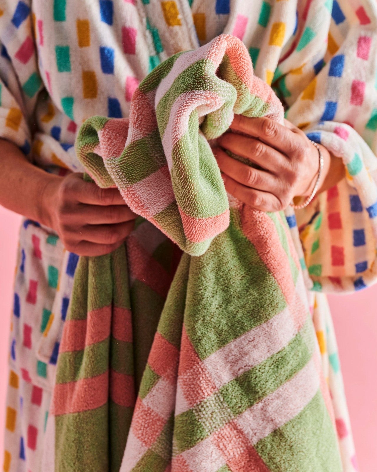 Kip & Co Pistachio Tartan Terry Hand Towel