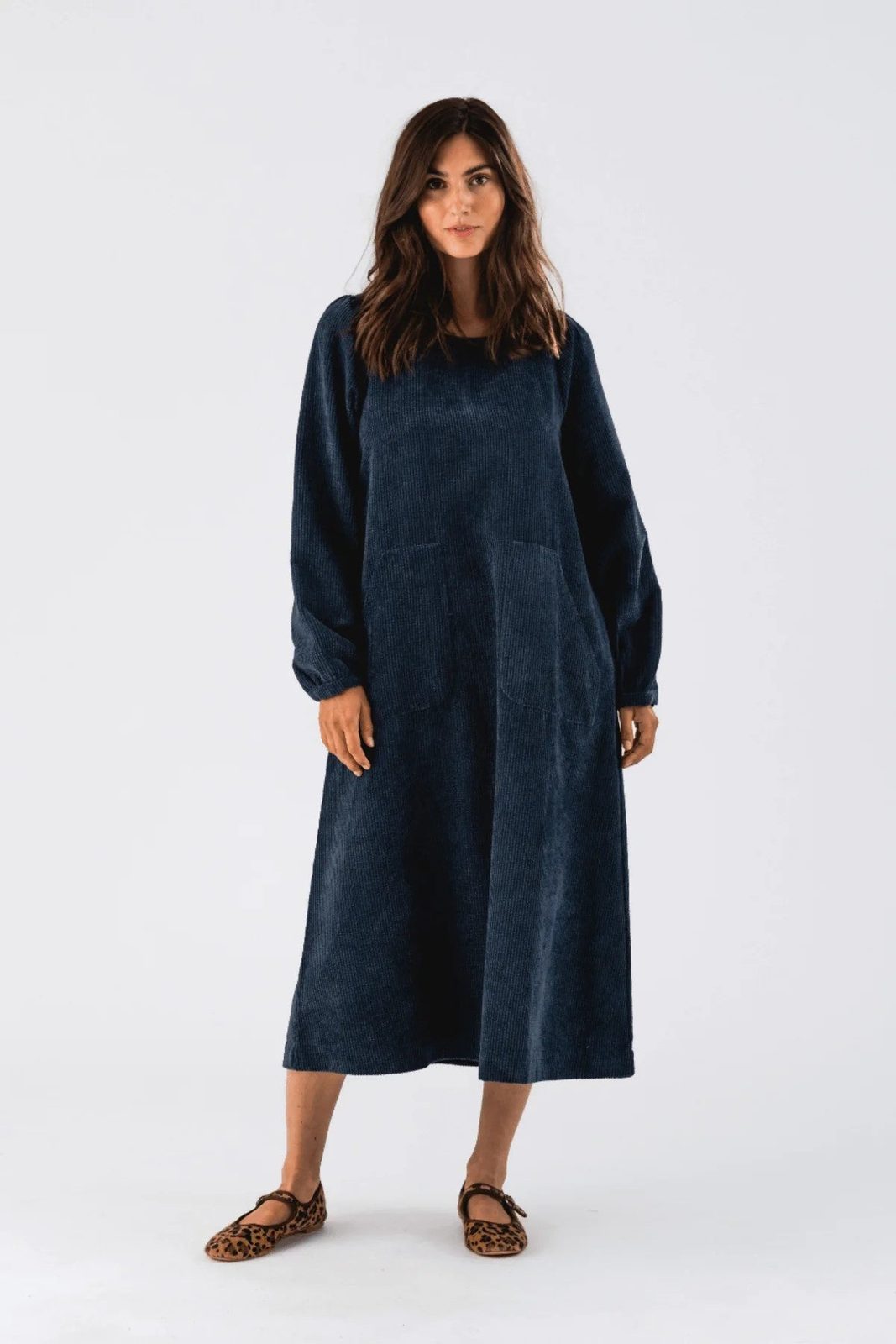 Lollys Laundry Lucas Midi Dress LS Dark Blue