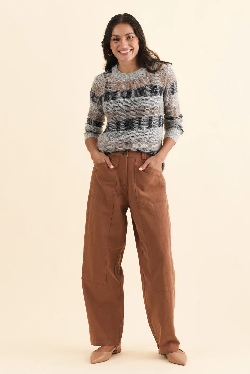 Pol Bronel Barrel Pant Toffee