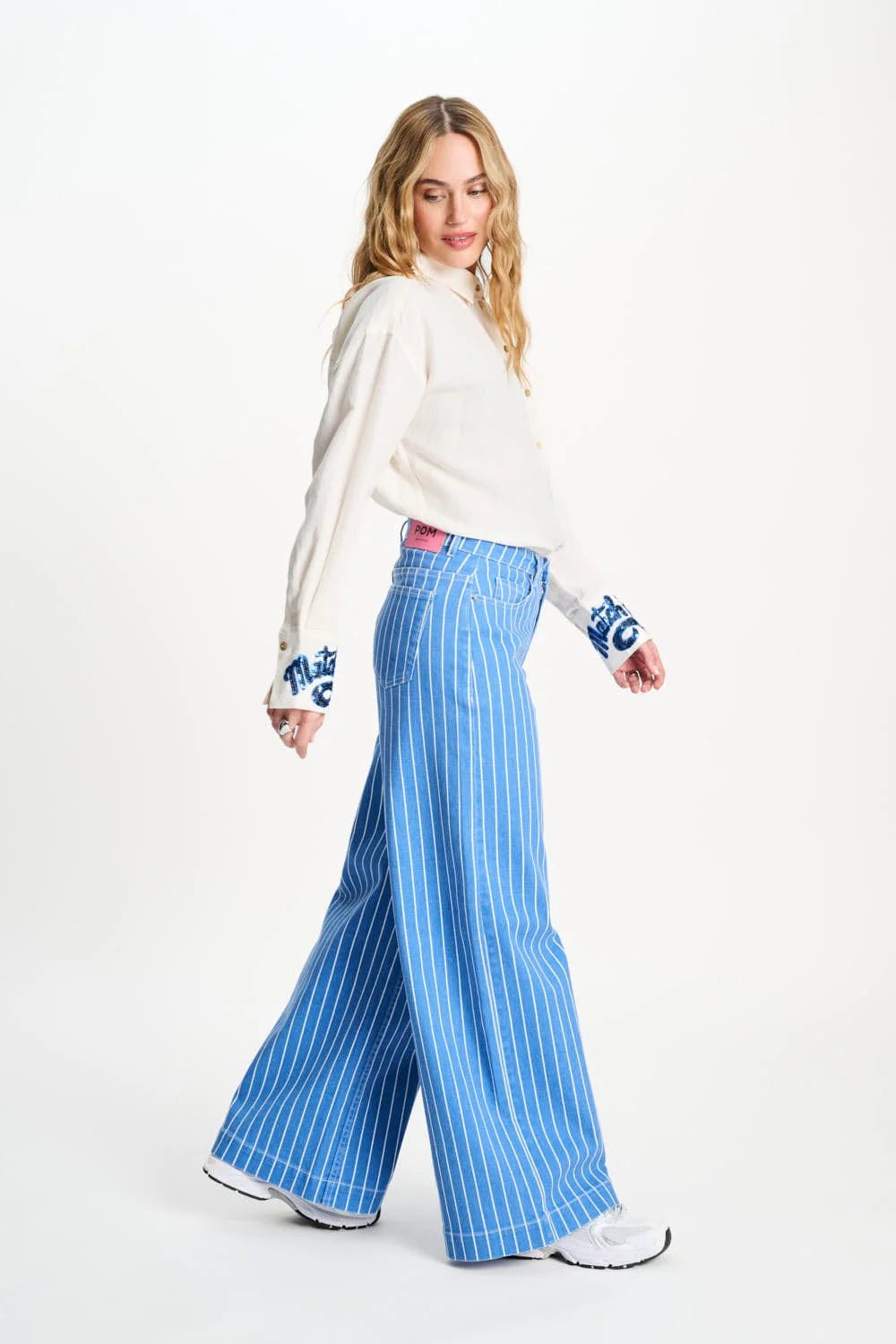 Pom Amsterdam Jeans Denim Stripes Blue