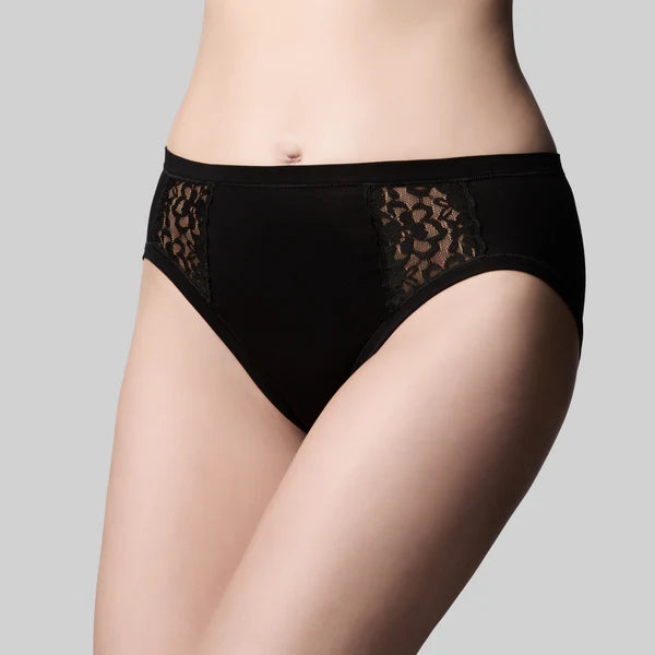 The Knicker Classic Bamboo & Lace Hi Cut Brief