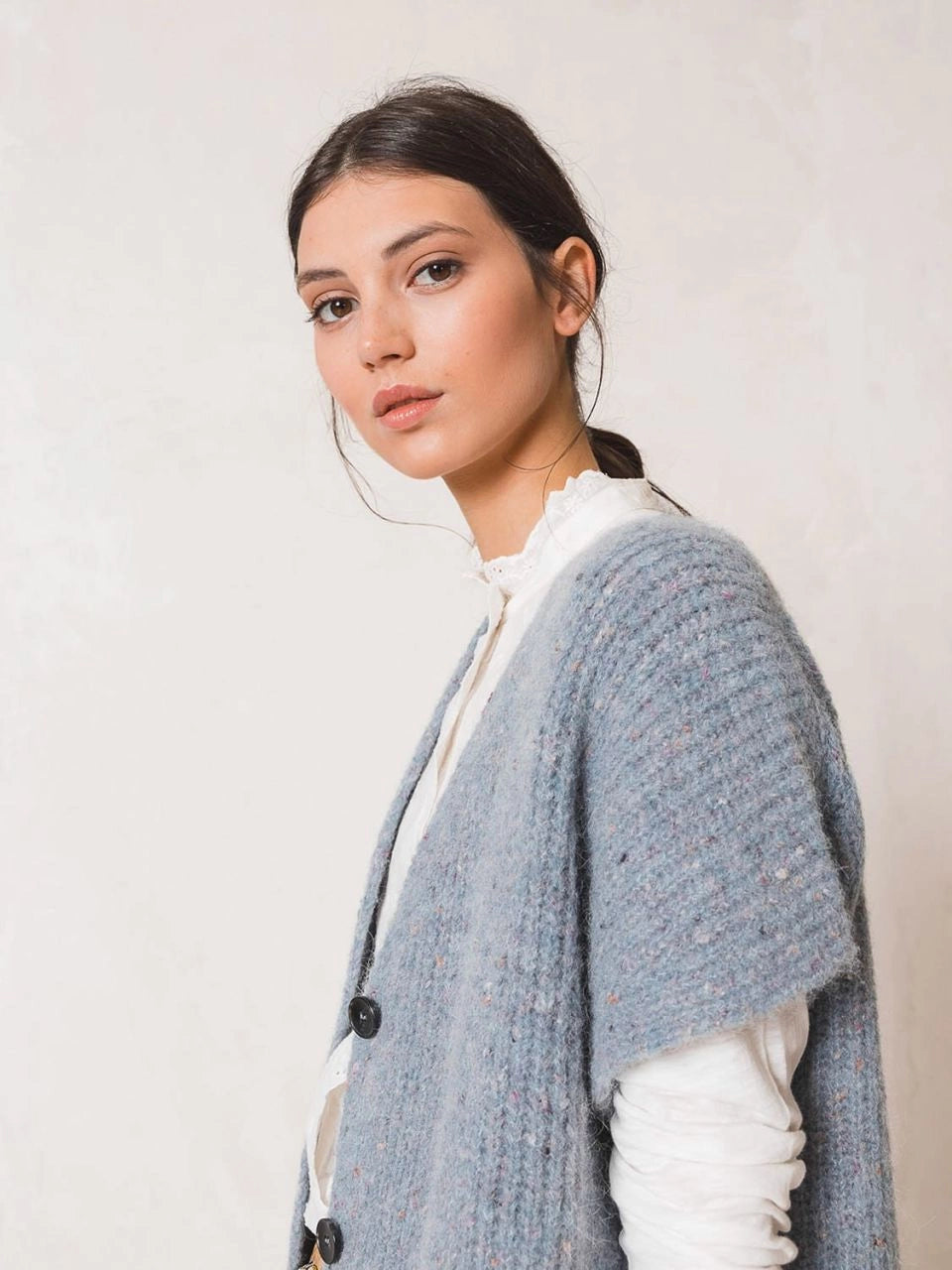 Indi + Cold Nepped Knitted Waistcoat Sky